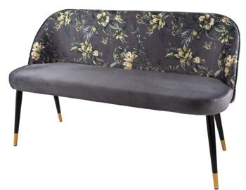 Design bench "Boutique" with velvet cover - gray