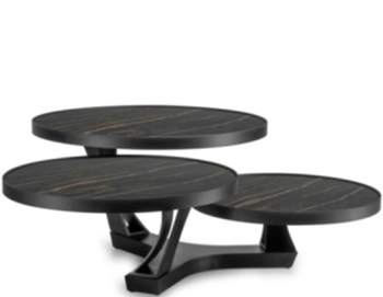 Ausziehbarer Designer Couchtisch „Extremis“ mit rotierenden Tischplatten - Black Desire/ Schwarz matt