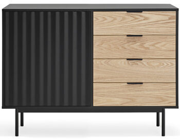 Design sideboard "Sierra", black/oak 108 x 80 cm
