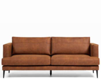 3-Sitzer Sofa „Oxana" mit abnehmbaren Bezügen - Veganer Leder, Cognac