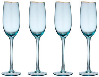Handmade champagne glasses Chloe Aqua (set of 4)