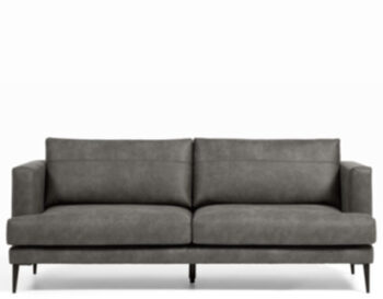 3-Sitzer Sofa „Oxana" mit abnehmbaren Bezügen - Veganer Leder, Dunkelgrau