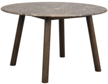Round design marble dining table "Taransay" Ø 125 cm, Emperador marble / dark brown oak