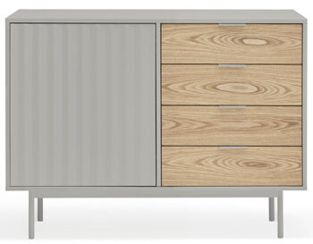 Design sideboard "Sierra", light gray/oak 108 x 80 cm