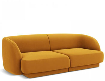 canapé design 2 places "Miley" - revêtement velours jaune moutarde