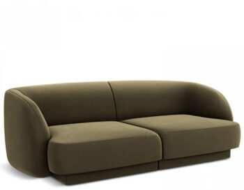 2 seater design sofa "Miley" - velvet cover olive green