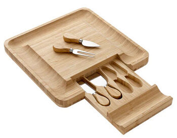 Serving Set "Fromagerie" Serving/Cutting Board with 4 Cheese Knives - Square