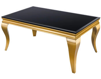 Coffee table "Modern Baroque" 100 x 60 cm - stainless steel gold / opal glass black