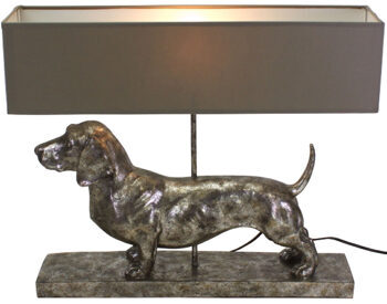 Design table lamp "Frank the dachshund", silver - 48.5 x 60 cm