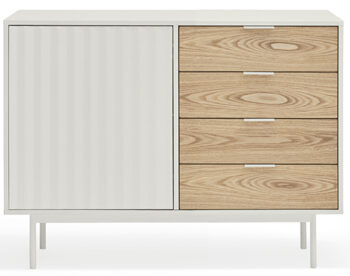 Design sideboard "Sierra", white/oak 108 x 80 cm