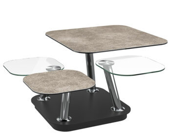 Extendable, flexible design ceramic coffee table "Quattro" - cement gray