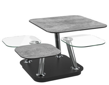 Extendable flexible design ceramic coffee table "Quattro" - Silver