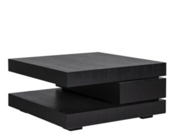 Table de salon design "Oakura" en chêne teinté noir, 90 x 90 cm