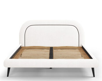 Design bed with headboard "Maia Bouclé" White