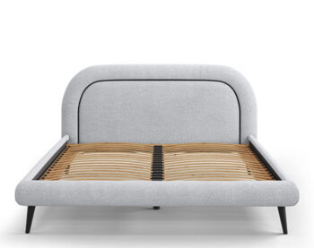 Design bed with headboard "Maia Bouclé" Light gray