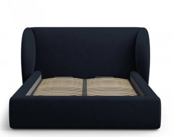 Design storage bed with headboard "Miley Velvet" Dark Blue