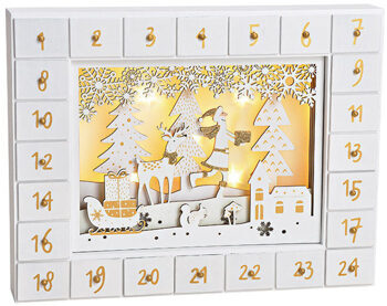 Advent calendar "Winterland" made of wood with LED lighting 35 x 27 cm