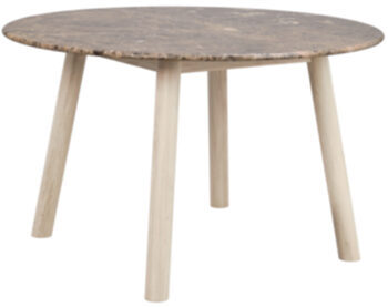 Round design marble dining table "Taransay" Ø 125 cm, Emperador marble / oak whitewash
