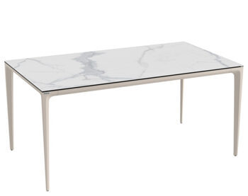 Table de jardin design "Mallorca" en céramique, marbre clair / gris cachemire