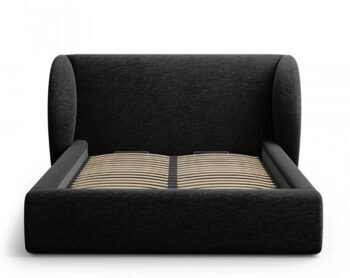 Design Tray Bed with Headboard "Miley Chenille" Black