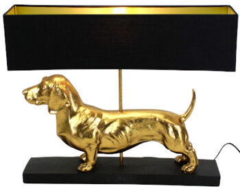Design table lamp "Frank the dachshund", gold - 48.5 x 60 cm