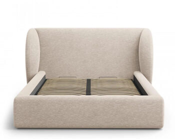 Design storage bed with headboard "Miley Chenille" Beige