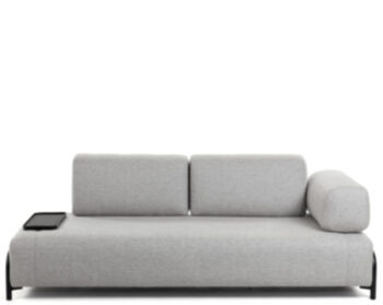 3 seater design sofa "Flexx" 232 cm with small tray - light grey
