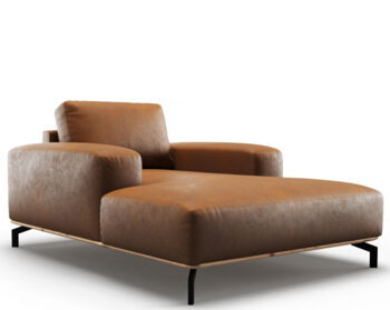 Designer leather chaise longue "MARC" - Marron