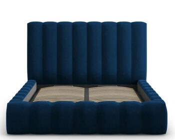 Design storage bed with headboard "Kelp Velvet" Royal Blue