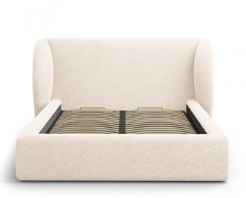 Design Tray Bed with Headboard "Miley Chenille" Light Beige