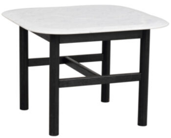 High quality marble side table "Hammond" 62 x 62 cm - Black Oak / Carrara Marble