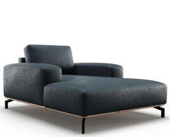 Designer leather chaise longue "Marc" - dark blue
