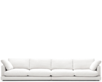 Grosses 6-Sitzer Design Sofa „Galla“ mit abnehmbaren Bezügen - Chenille Weiss