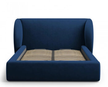 Design storage bed with headboard "Miley velvet" royal blue