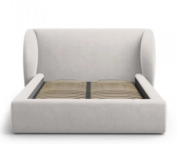 Design storage bed with headboard "Miley Velvet" Light gray