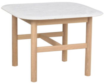 High quality marble side table "Hammond" 62 x 62 cm - light oak / Carrara marble