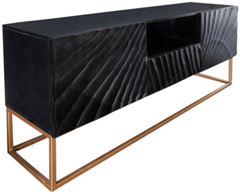 Solid wood lowboard "Scorpion" Black / Gold - 160 x 65 cm