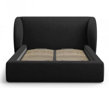 Design Tray Bed with Headboard "Miley Velvet" Black