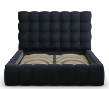 Design storage bed with headboard "Mamaia Velvet" Dark Blue