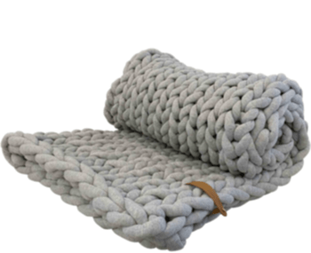XXL Grobstrickdecke „Cotton Tube“ 150 x 100 cm - Light Grey