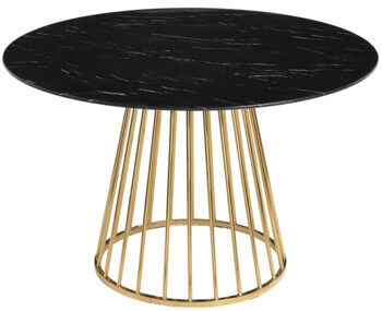 Table de salle à manger ronde design "Fritty" Ø 120 cm - noir/or