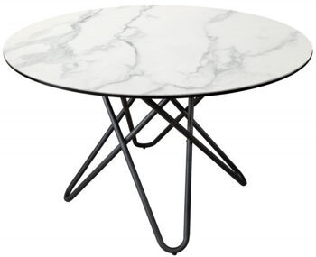 Round designer ceramic dining table "Phoenix" Ø 120 cm - light marble look