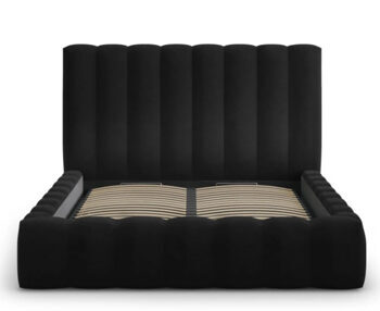 Design Tray Bed with Headboard "Kelp Velvet" Black