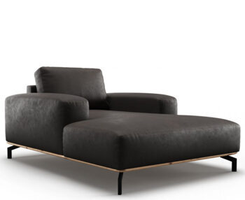 Designer leather chaise longue "Marc" - Graphite