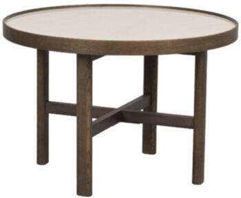 Table basse et d'appoint design en céramique "Marsden" Ø 60 cm, chêne brun foncé