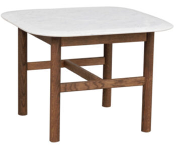 High quality marble side table "Hammond" 62 x 62 cm - Brown Oak / Carrara Marble