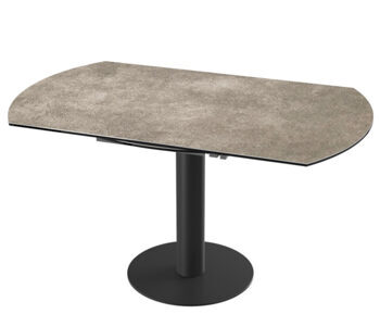 Table de salle à manger design extensible "Luna Grande" en céramique, gris ciment/noir - 90-150 x 150 cm
