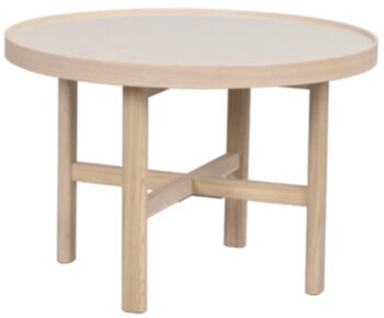 Table basse et d'appoint design en céramique "Marsden" Ø 60 cm, chêne whitewash