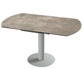 Table de salle à manger design extensible "Luna Grande" en céramique, gris ciment/gris silex - 90-150 x 150 cm