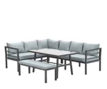 Grand ensemble de meubles de jardin "Blake" - 245 x 195 cm / noir/gris menthe
